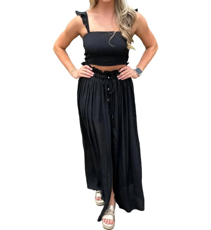 Thanks For The Memories Smocked Top & Maxi Skirt Set In Black Big Discounts