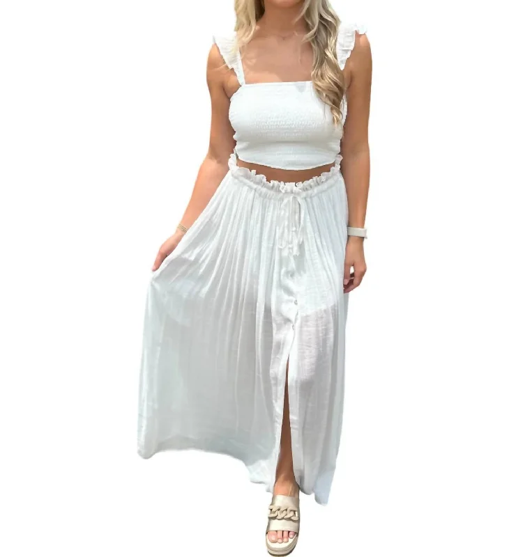 Thanks For The Memories Smocked Top & Maxi Skirt Set In Off White Daily Deals