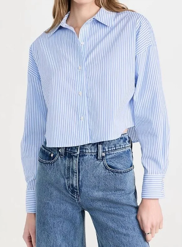 The Crop Ex-Boyfriend Shirt In Blue/white Stripe Elevate Your Wardrobe