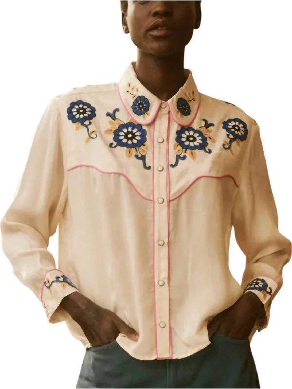 The Gaucho Top In Rosey Country Floral Embroidery Early Access To Art Deco Styles Sale