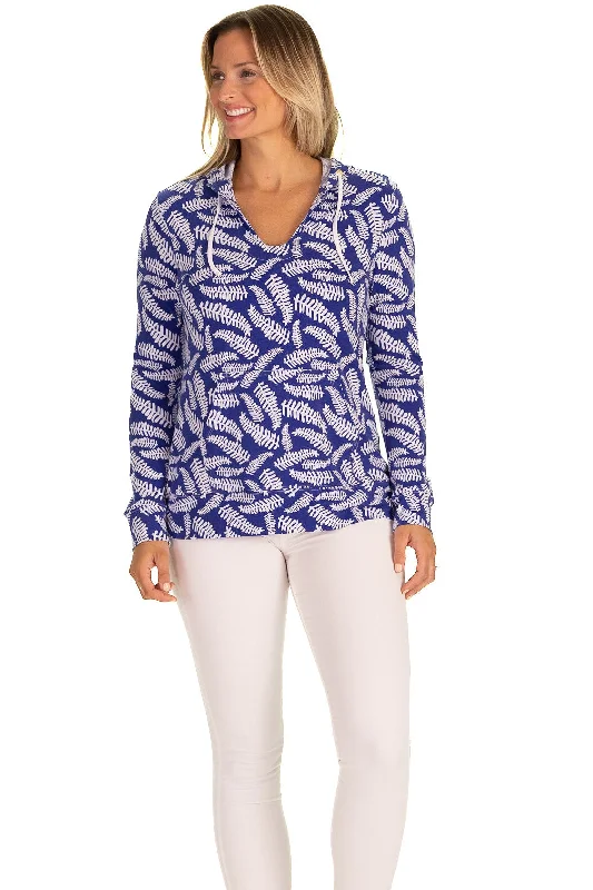 The Hallie Hoodie in Leland Gal Blue Fern Stylish Statements