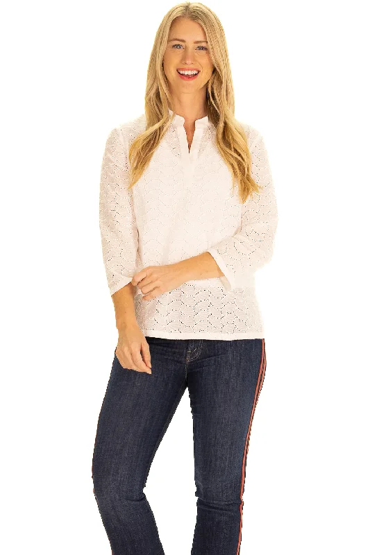 The Hazel Tunic in White Eyelet Trendy Attire For Her