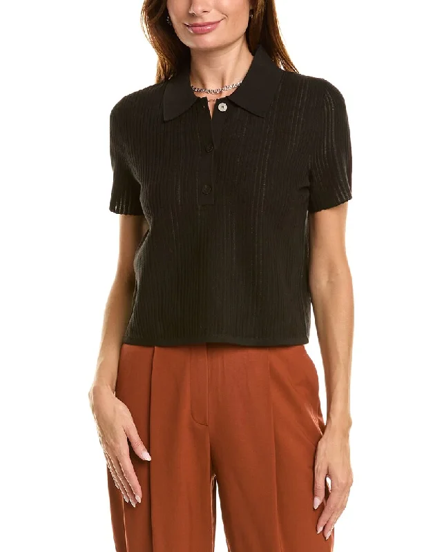 Theory Cropped Polo Shirt Trendy Street Style