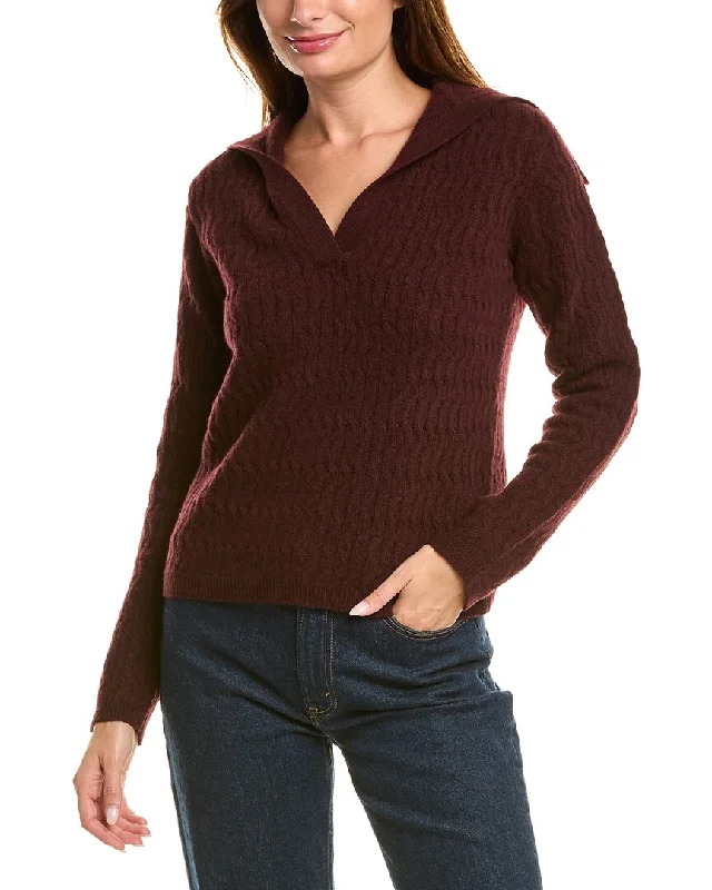 Theory Dimensional Wool & Cashmere-Blend Polo Sweater Trendy Fashion for Women