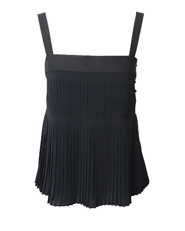 Theory Pleated Strap Top in Polyester Alluring Design