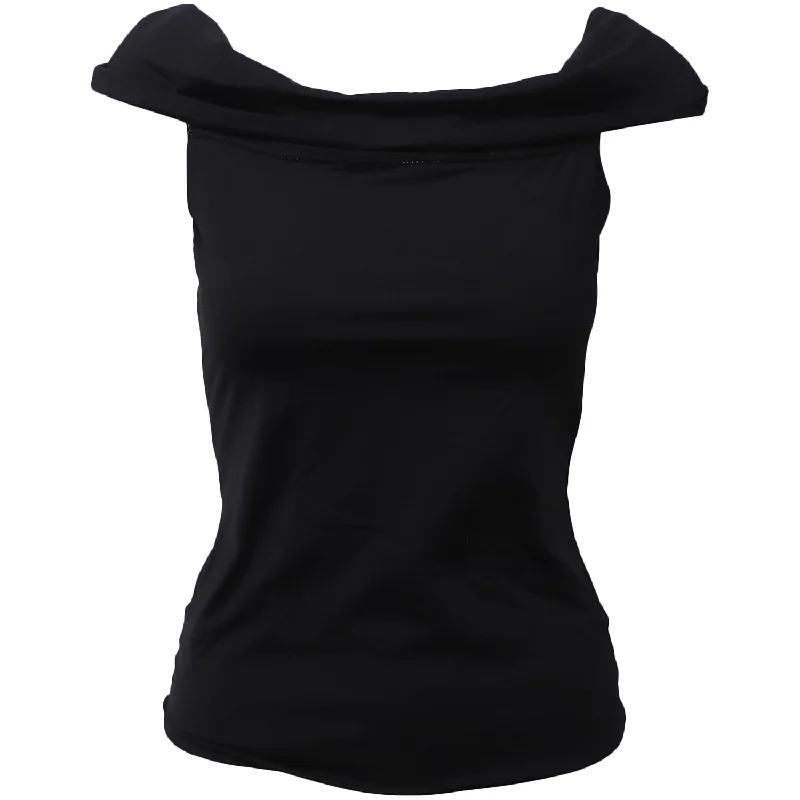 Theory Sabrynna Off Shoulder Top in Black Nylon Bold Fashion