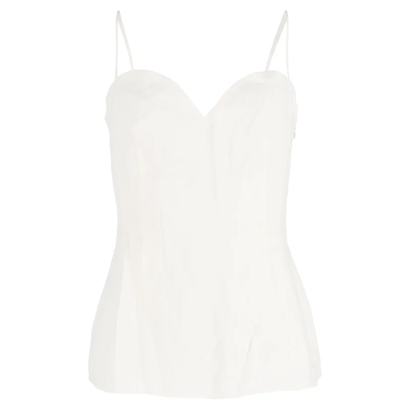 Theory Sweetheart Sleeveless Top in White Linen All Season Basics Discount