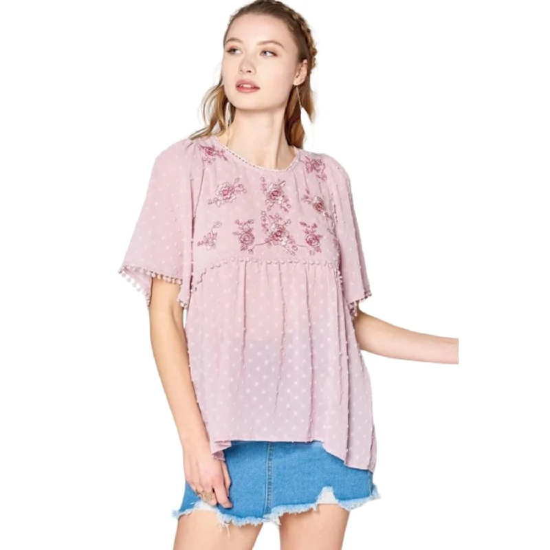 This Detailed Lace Trimmed Bubble Chiffon Blouse Spring Fashion