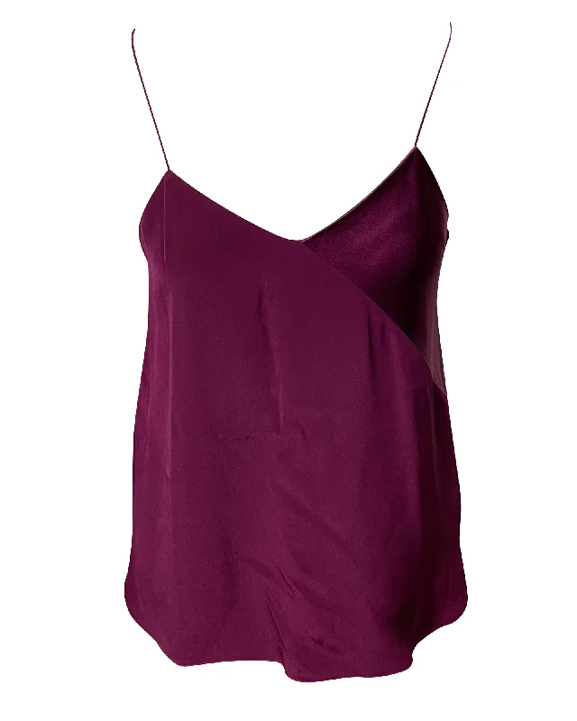 Tibi V-neck Slip Top in Purple Silk Trend Alert