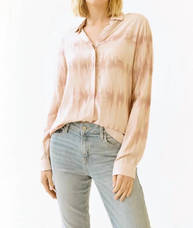 Tie Dye Button Down Shirt In Rose Stylish Spring Fashion