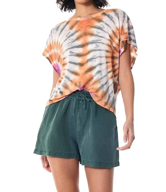 Tie Dye Cleo Tee In Mandarin Hurry Before It's Gone