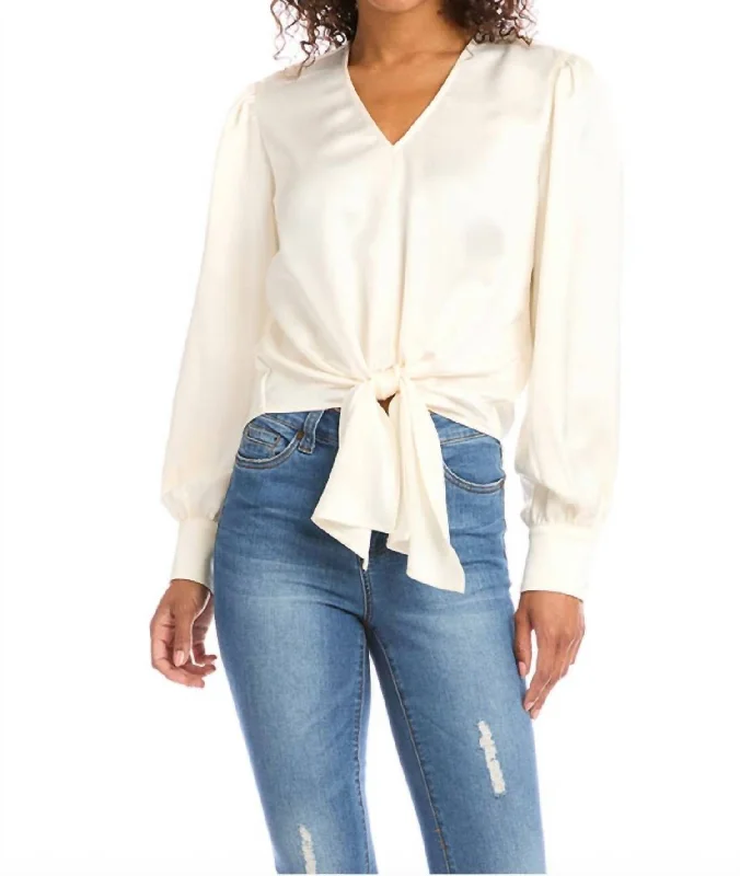 Tie-Front Blouse In Ivory New Styles Just In