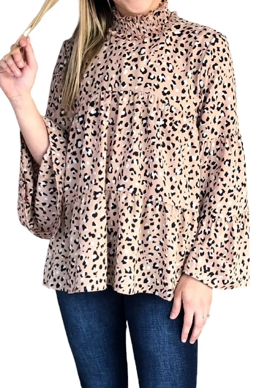 Tiered Leopard Blouse In Sand You'Ll Love Us Because