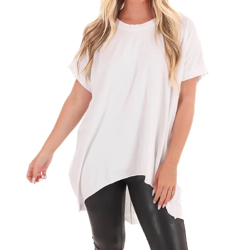 Timeless Trend High Low Top In White Stylish Savings