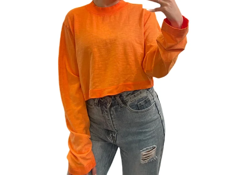 Tokyo Crop Shirt In Tangerine Mix Premium Quality Garments