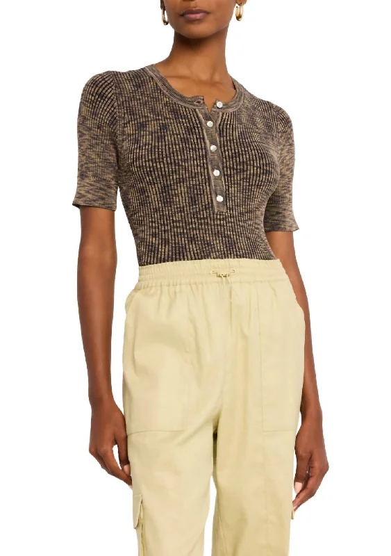 Toni Button-Front Shirt In Mocha Space Feminine Elegance