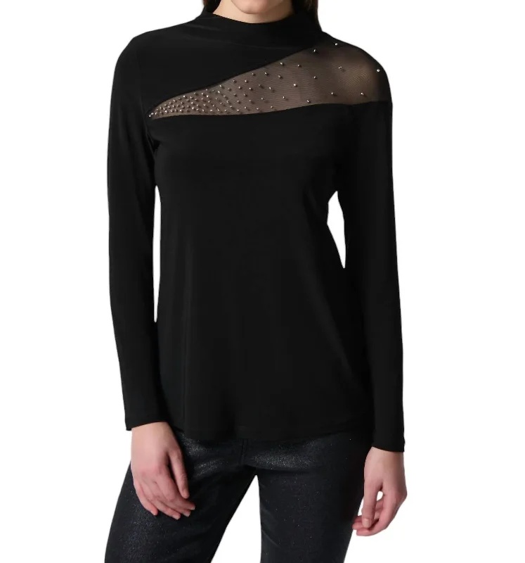 Top With Sheer Panel In Black Mother's Day Special