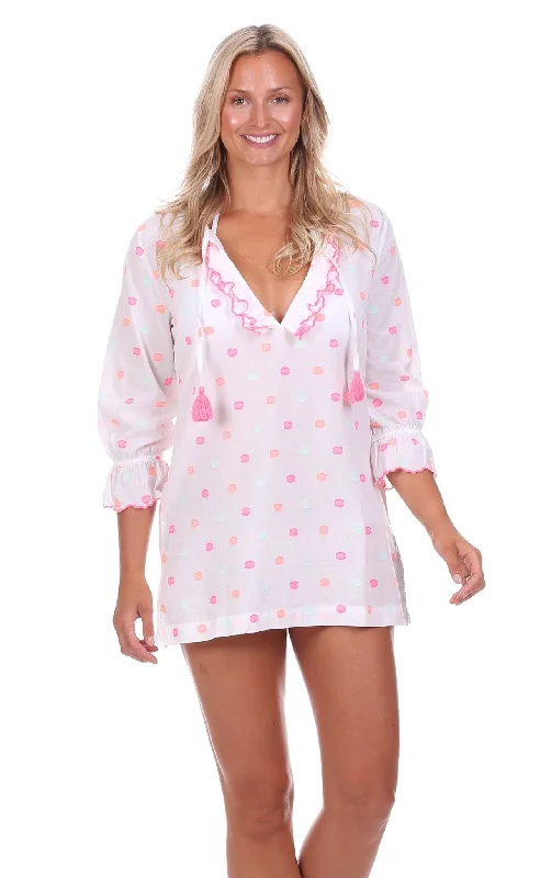 Tortola Tunic in Bright Polka Dot Comfort Centric Apparel