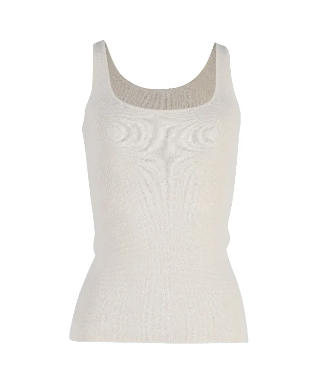 Toteme Ribbed Stretch Tank Top in Beige Organic Cotton Latest Trends