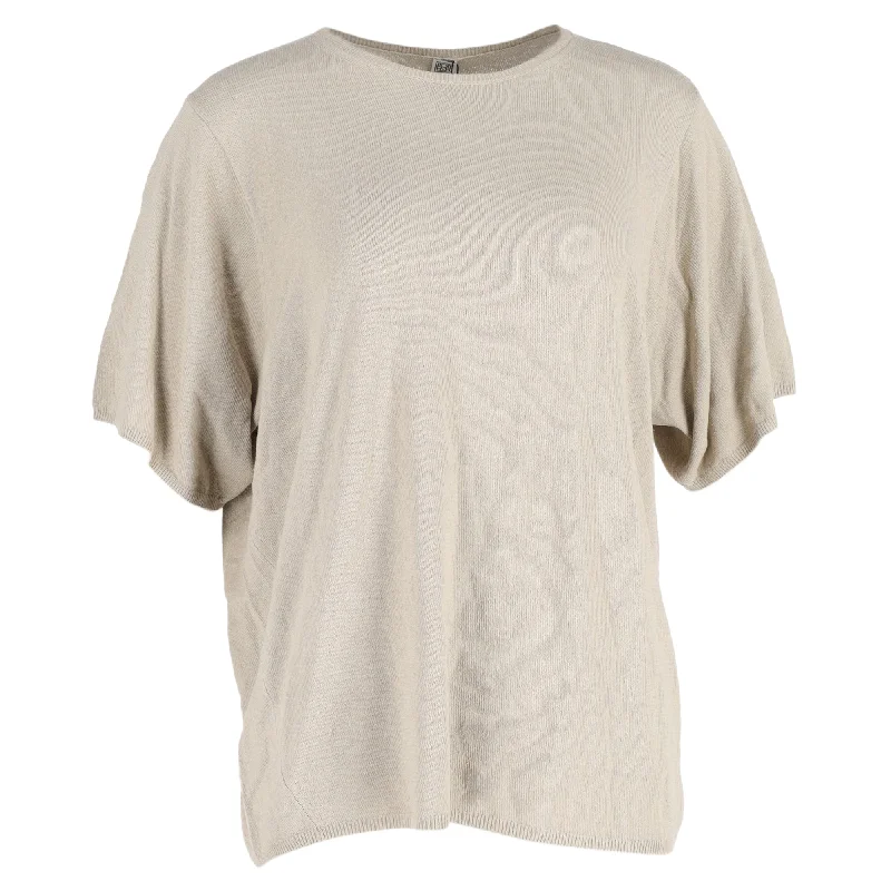 Totême Short-Sleeved T-shirt in Beige Silk Great Prices On Feminine Styles