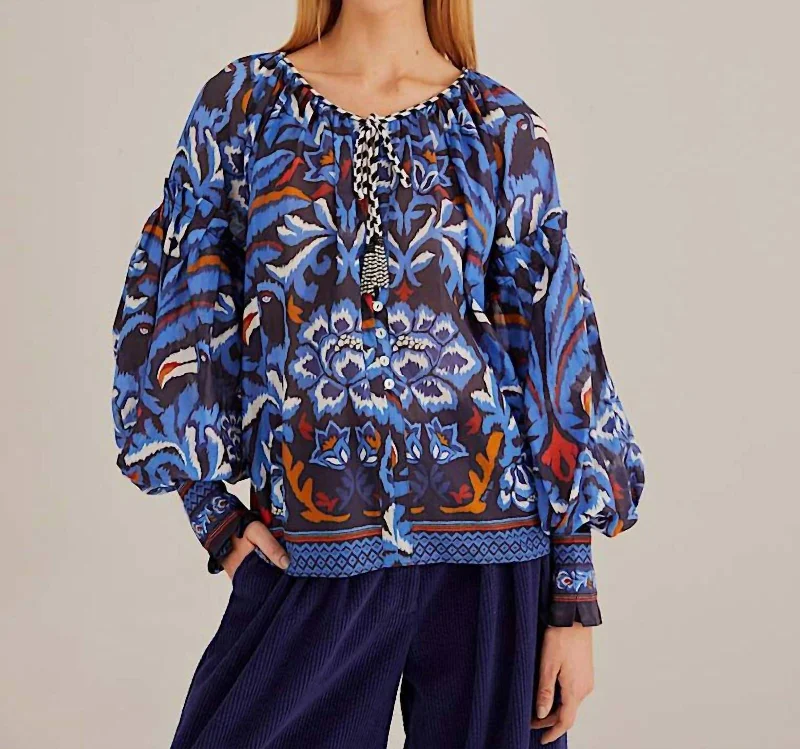 Toucans Scarf Blue Blouse In Blue Multi Fashion Sale