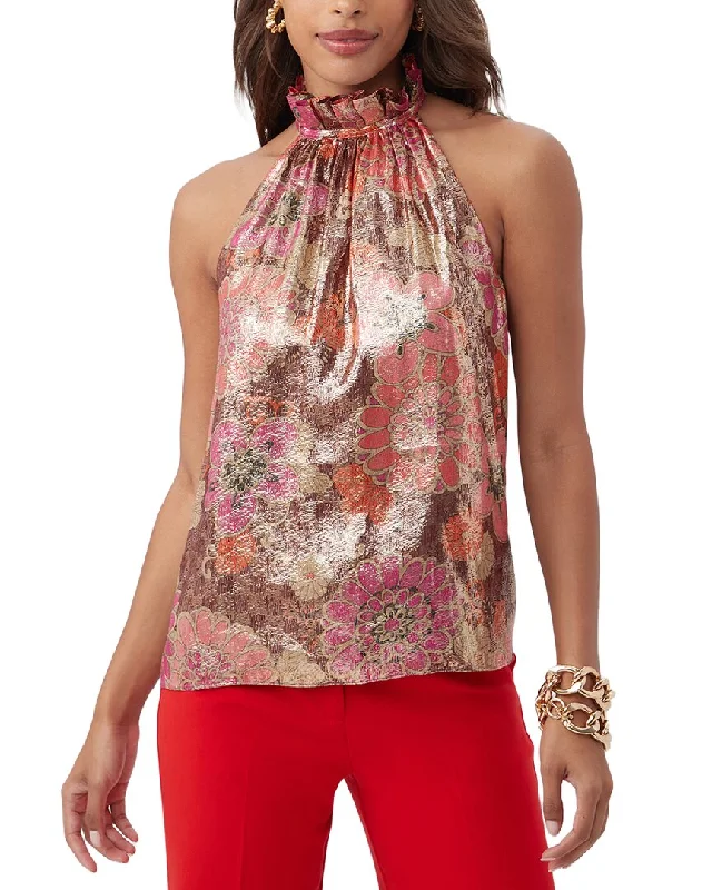 Trina Turk Playful 2 Silk-Blend Top Statement Piece