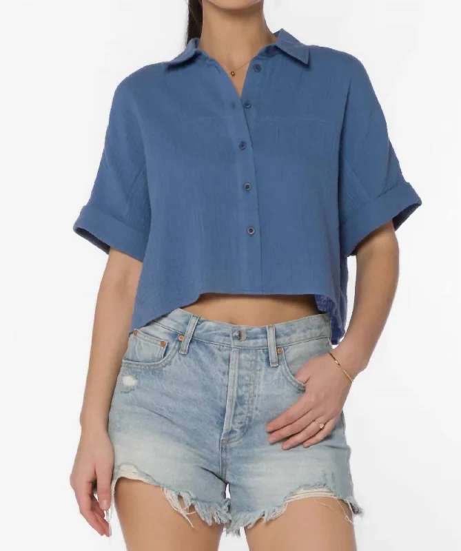 Trista Shirt In Vintage Blue Summer Fashion