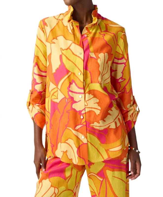 Tropical Print Shirt In Pink/multi Limited Time Offers