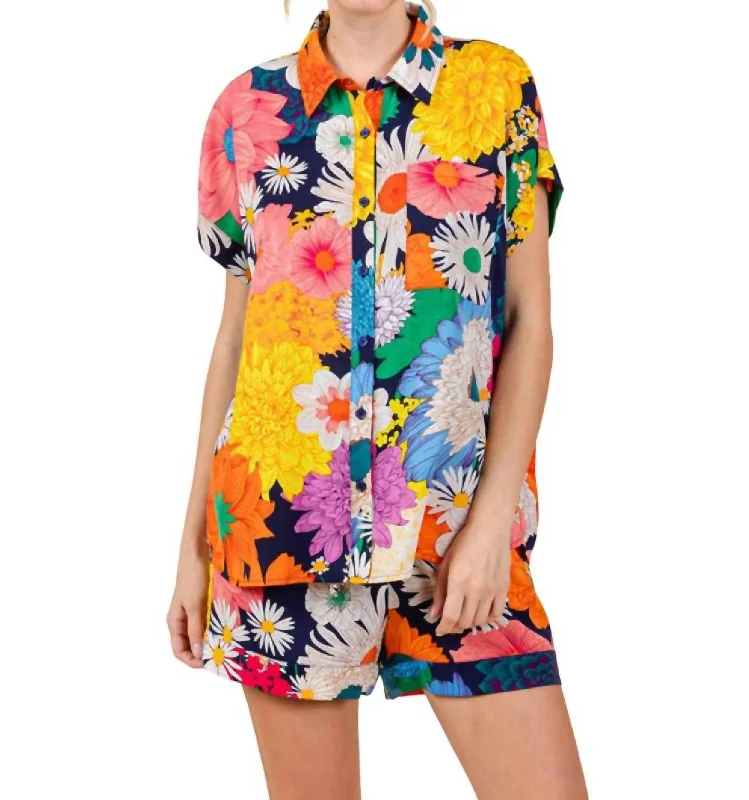 Tropical Vibes Summer Shirt In Navy The Epitome Of Modern Women's Fashion