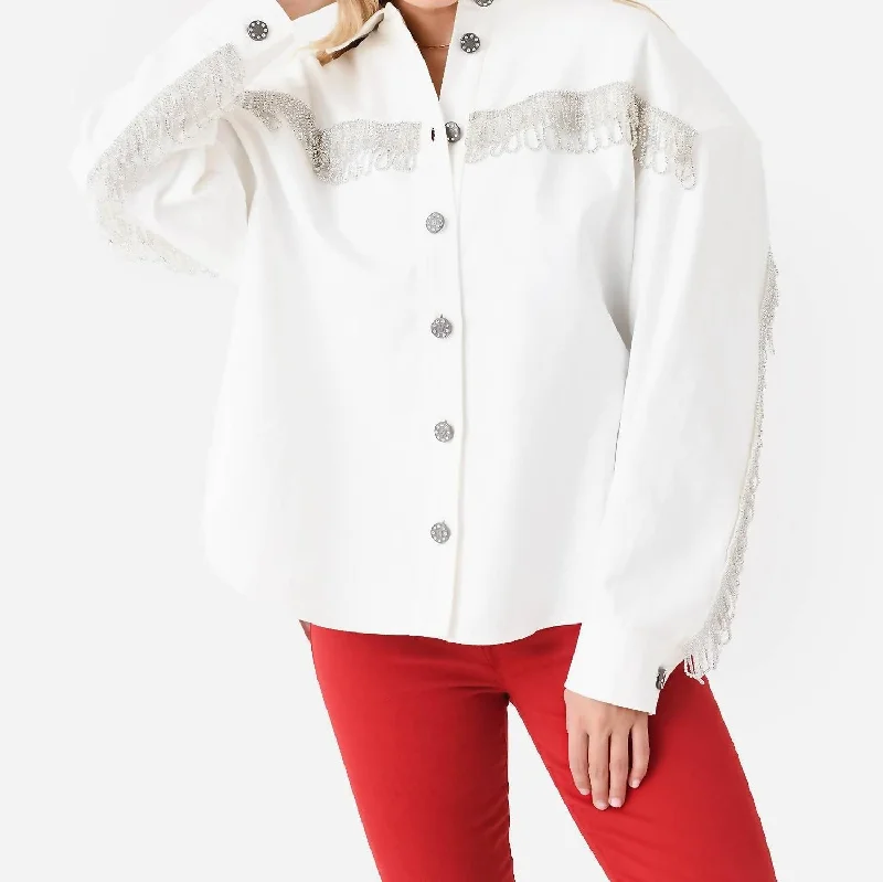 Twill Oversized Shirt In Pristine White Women's Fashion Hotspots