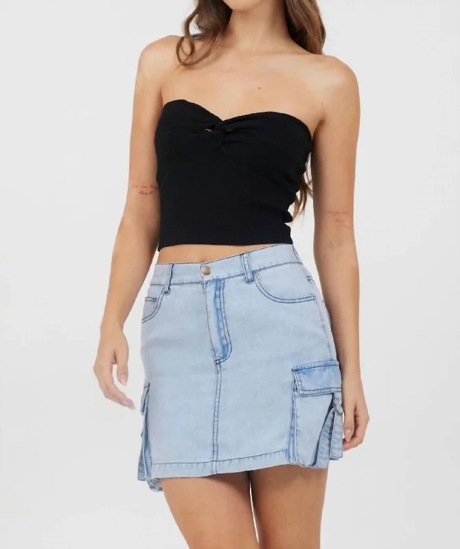 Twist Front Tube Top In Black Trendy Street Style