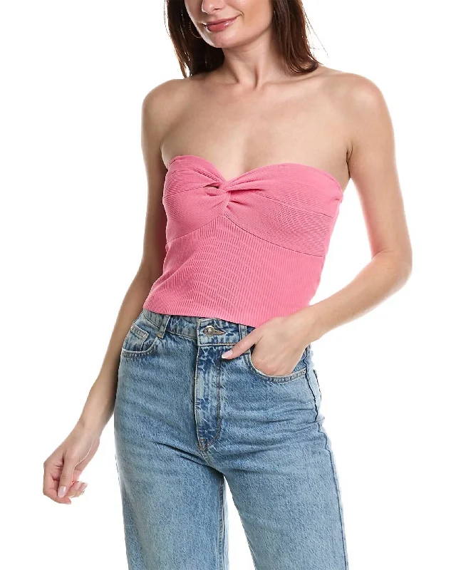 Twist Front Tube Top In Hot Pink Bold Fashion