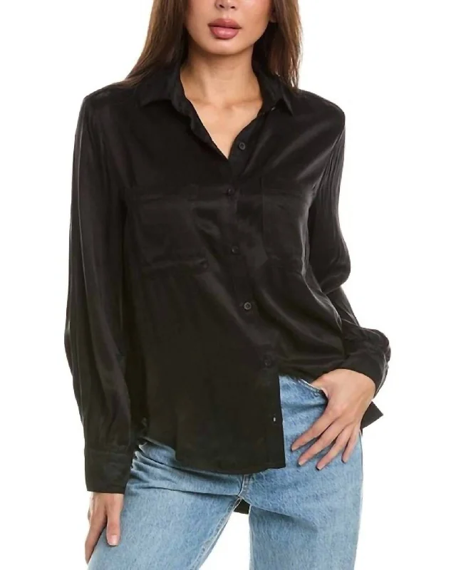 Two Pocket Bishop Sleeve Shirt In Blk Evening Elegance