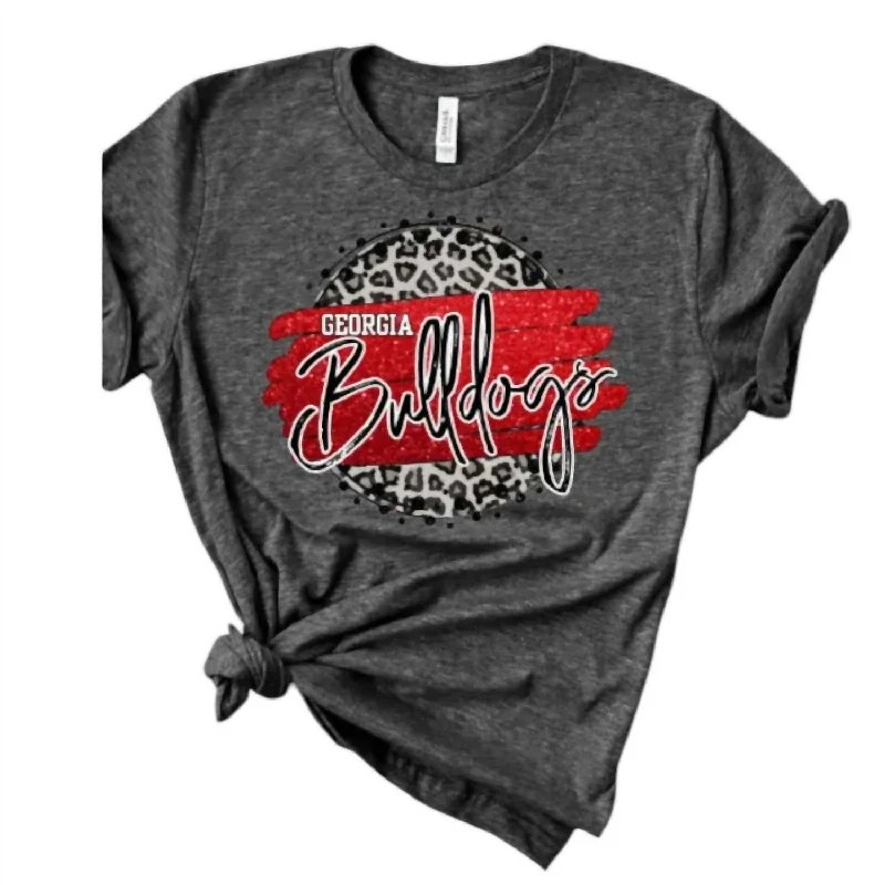 Uga Bulldogs Graphic Tee Top In Leopard Circle Comfort Meets Fashion