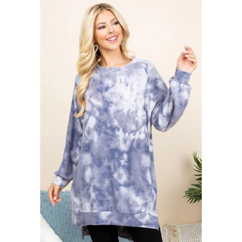 Ultra Cozy Tie Dye French Terry Brush Oversize Casual Pullover Gift Ideas