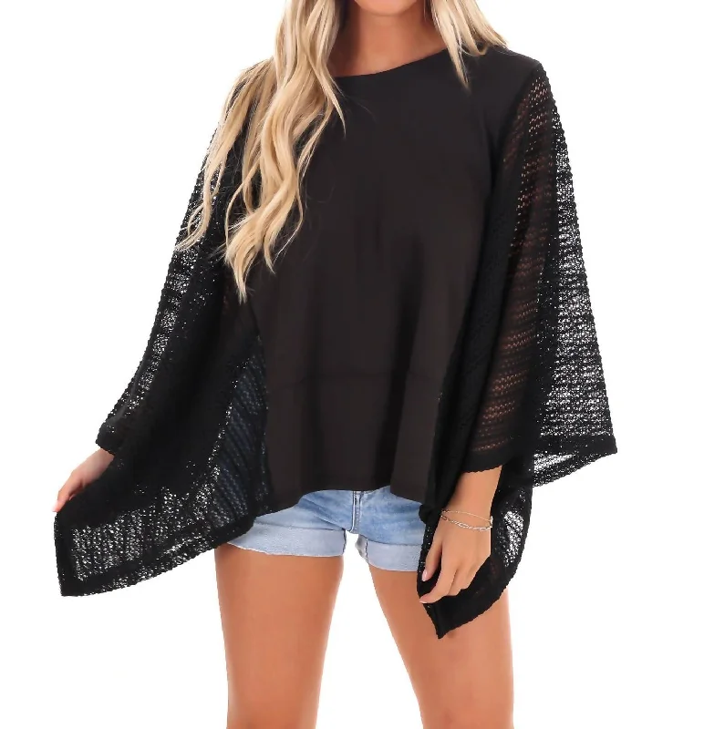 Unfiltered Joy Poncho Top In Black Style Beyond Borders