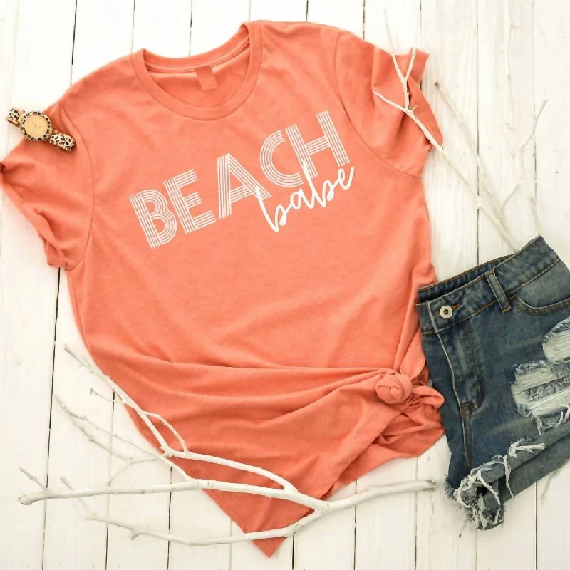 Unisex Beach Babe Graphic Tee In Coral Bold Silhouette