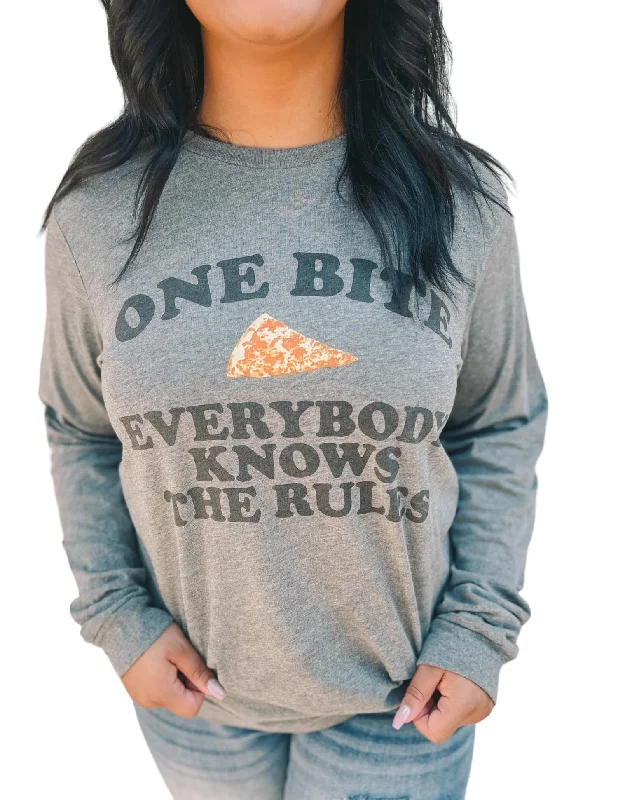 Unisex One Bite Long Sleeve Tee In Grey Seasonal Sale