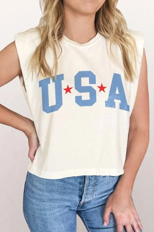 Usa Muscle Tee In White Special Offer