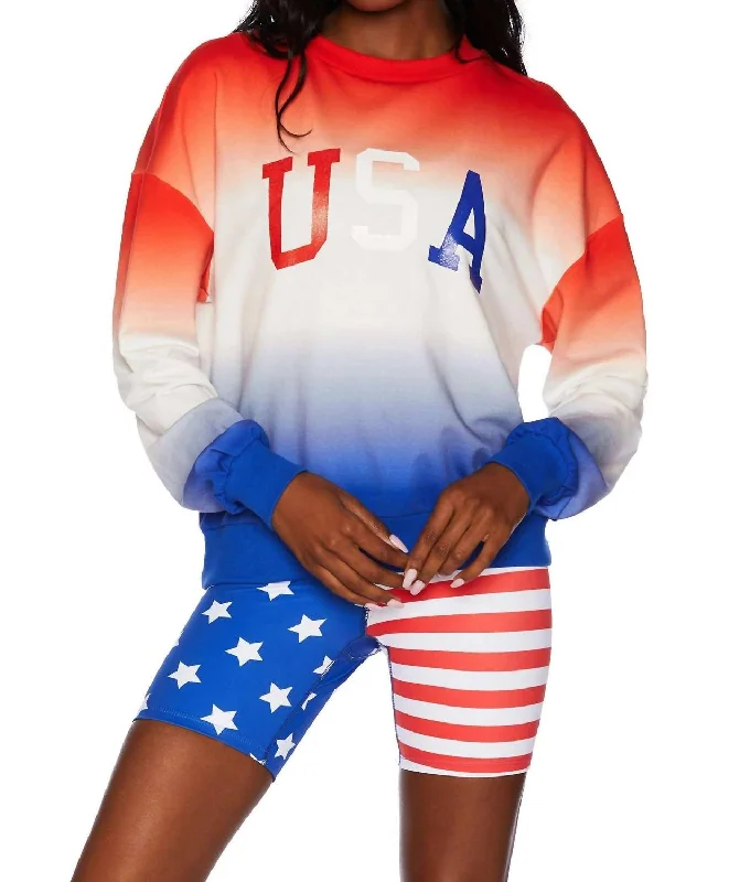 Usa Sweatshirt In Patriotic Gradient Hot Styles