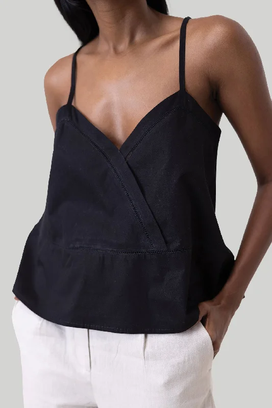 V-neck Lace Camisole in Black Eclectic Style Wardrobe