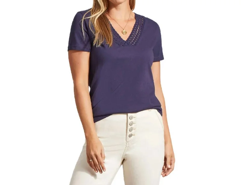 V Neck Top With Crochet Detail In Nautical Fashion Frontiers