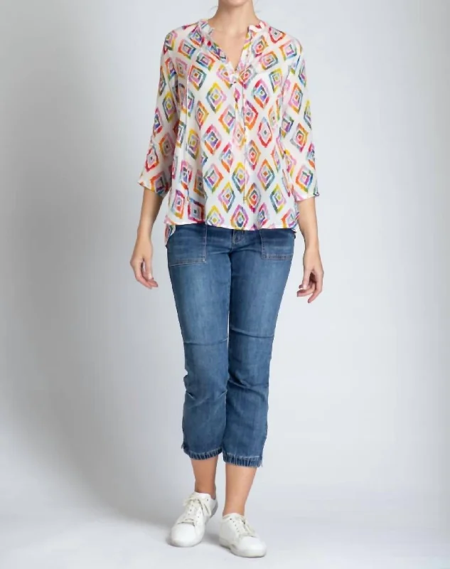 V-Neck With Tassel Blouse In Multi Unleash Your Fashion