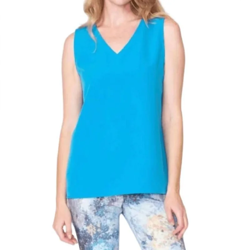 V Tank Top In Turquoise Innovate Your Wardrobe