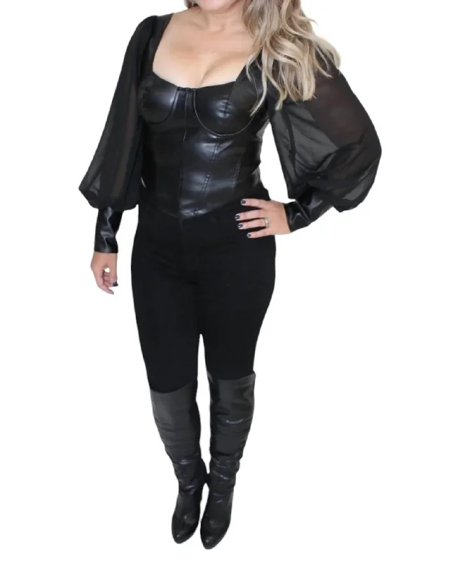 Vegan Leather Lorde Top In Black Trendy Fashion Sale