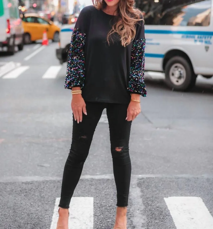 Vegas Lights Sequin Top In Black Summer Fashion