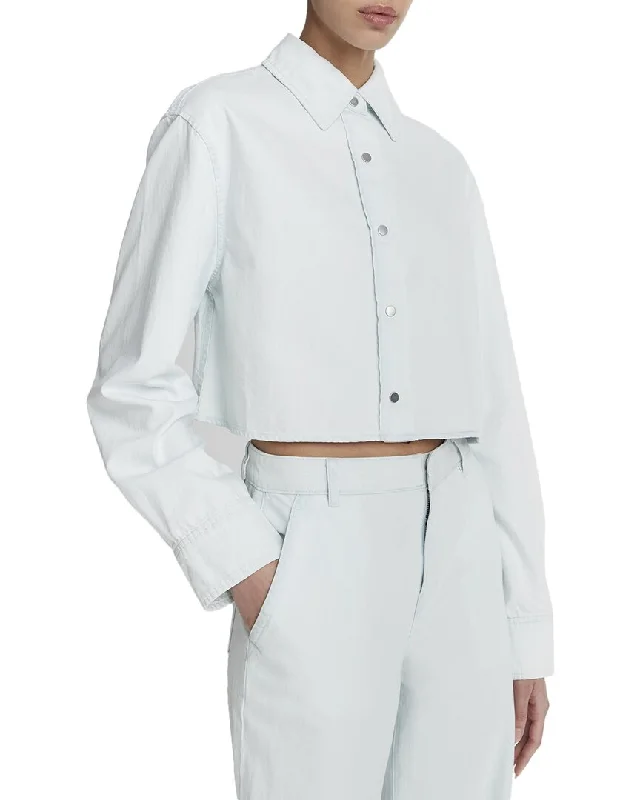 Vince Spring Twill Cropped Shirt Chic Style