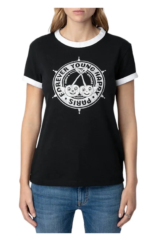 Walk Diamante Insignia T-Shirt In Noir Shop Sales