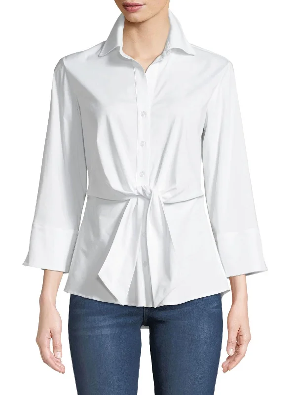 Walter 3/4 Sleeve Shirt In White Charming Silhouette