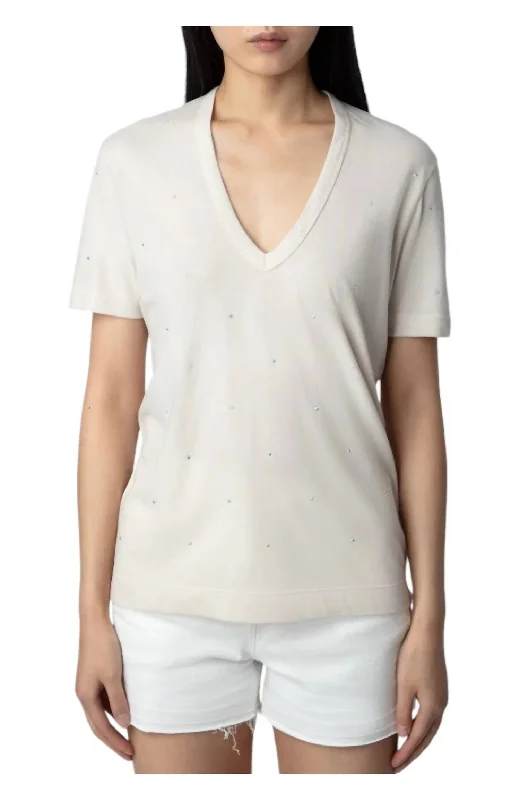 Wassa Crystal Studded Tee Shirt In Petale Quick Grab Deals